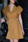 Đầm suit form A cotton mịn phối đai eo kiểu