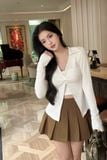 Áo thun kiểu xoắn ngực tay dài kèm áo quây