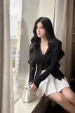 Áo thun kiểu xoắn ngực tay dài kèm áo quây