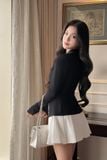 Áo thun kiểu xoắn ngực tay dài kèm áo quây