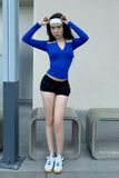 Áo ôm thun cổ phối dây rút