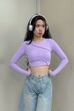 Áo croptop ôm thun tay dài rã kiểu