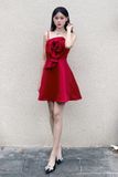 Đầm mini xòe phi tapta phối bèo hoa