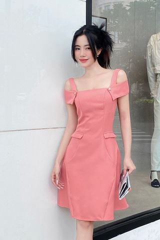 Đầm xòe pho xéo phối bèo tay kiểu