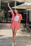 Áo sơ mi suông lụa chéo tay ngắn