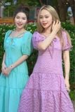 Đầm babydoll dài oganza dệt