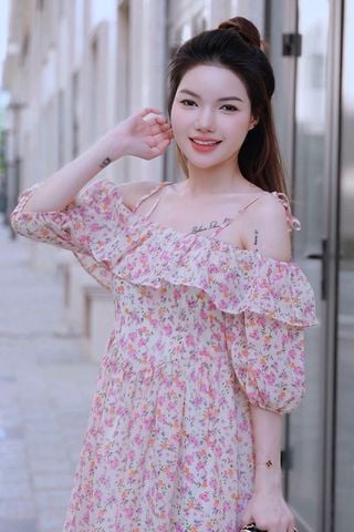 Đầm xòe voan hoa nhí