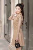 Đầm xòe cotton thái phối dây lưng rời