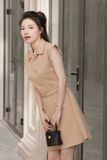 Đầm xòe cotton thái phối dây lưng rời