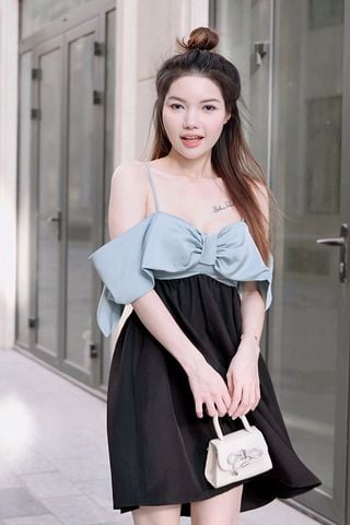 Đầm 2 dây xòe lụa