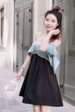 Đầm 2 dây xòe lụa