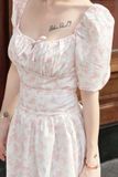 Chân váy mini xòe lụa in hoa