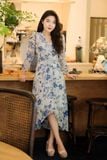 Đầm dài rút nhún voan hoa