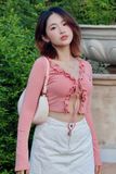 Áo croptop ôm thun bèo cột nơ