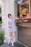 Đầm xòe thun cổ polo dáng mini