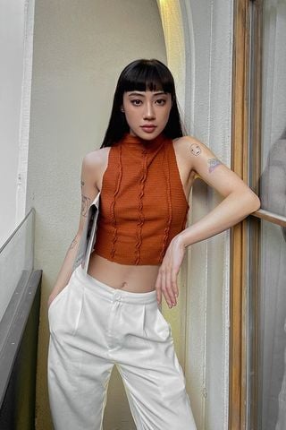 Áo ôm thun không tay cổ lọ