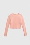 Áo croptop ôm thun gân cổ tròn tay dài