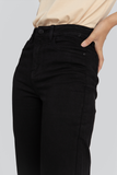 Quần lửng ống rộng khaki thun lai rách