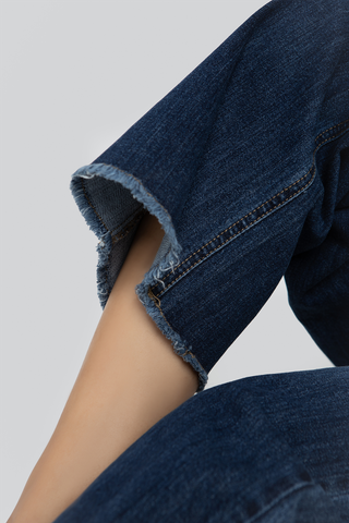 Quần boot cut jean xanh đậm