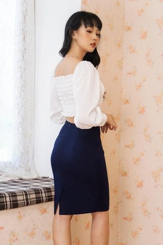 Chân váy bút chì ôm kaki thun xanh đen