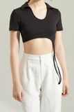 Áo croptop ôm thun phối dây