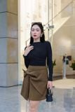 Áo ôm thun rayon nhún kiểu tay dài