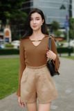 Áo ôm thun sọc kiểu tay loe
