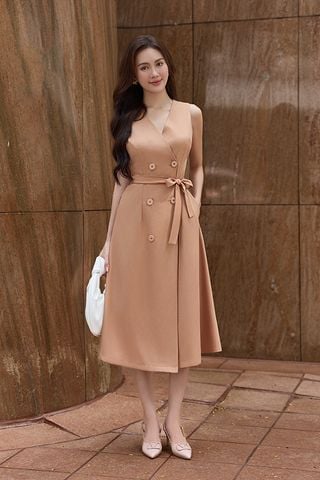 Đầm midi cotton lạnh sát nách