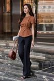 Áo peplum xếp ly eo tay bồng