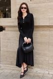 Đầm midi thun ướt phối rayon