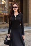 Đầm midi thun ướt phối rayon