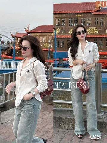 Áo sơ mi oversize cotton trắng tay dài