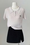 Áo len polo form rộng ngắn tay