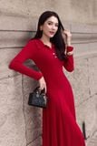 Đầm midi thun ướt phối rayon