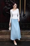 Áo ôm thun ướt cổ xéo