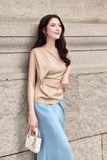 Áo lụa nhún eo