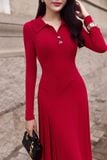 Đầm midi thun ướt phối rayon