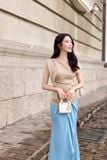 Áo lụa nhún eo