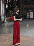 Áo thun ôm crop top tay ngắn đen