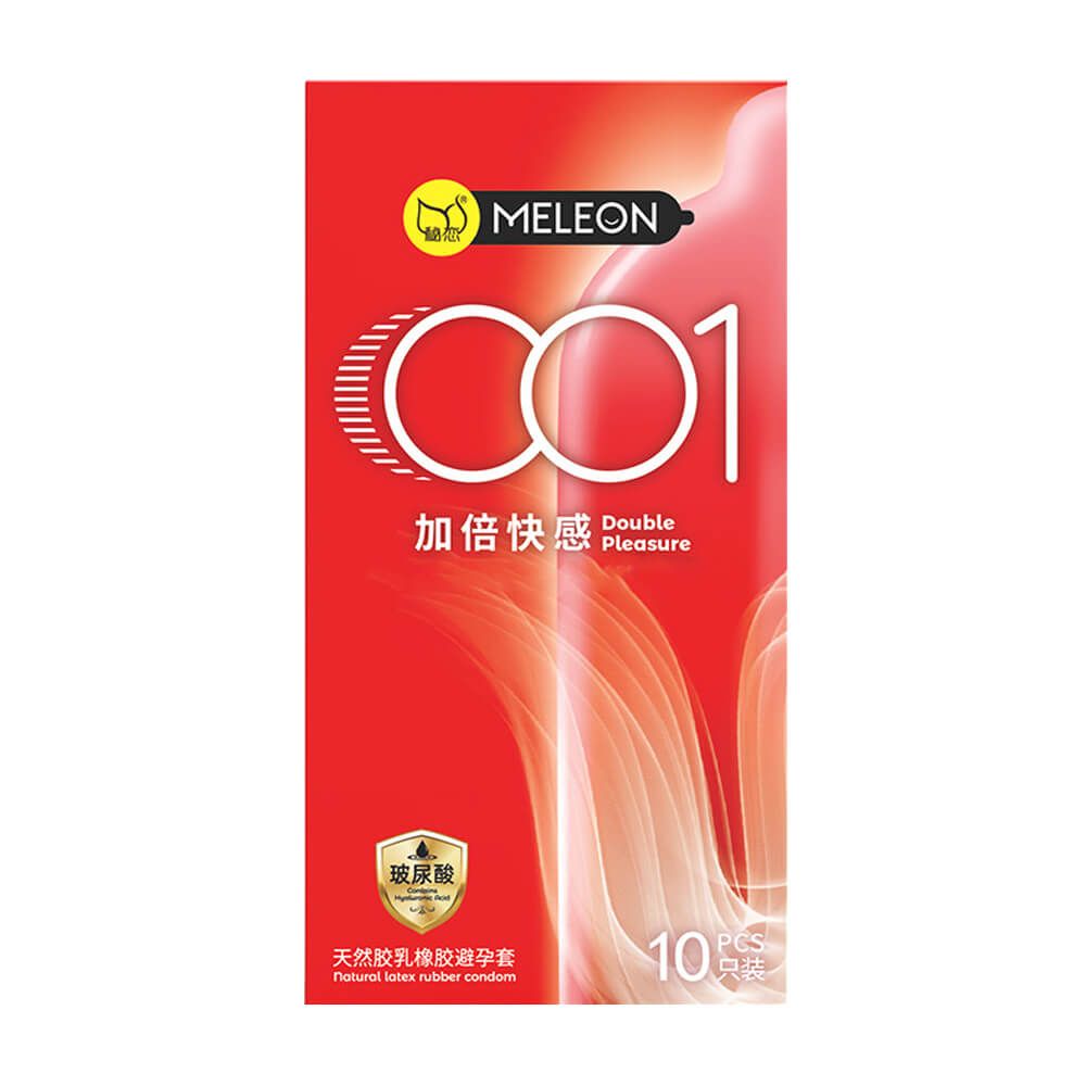 Bao cao su Meleon 001 Double Pleasure - Siêu mỏng, nhiều gel bôi trơn - Hộp 10 cái