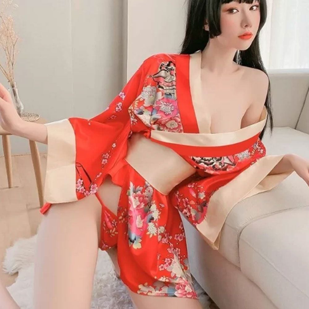 Thời trang sexy cosplay Kimono Nhật Bản cao cấp màu đỏ KMN01