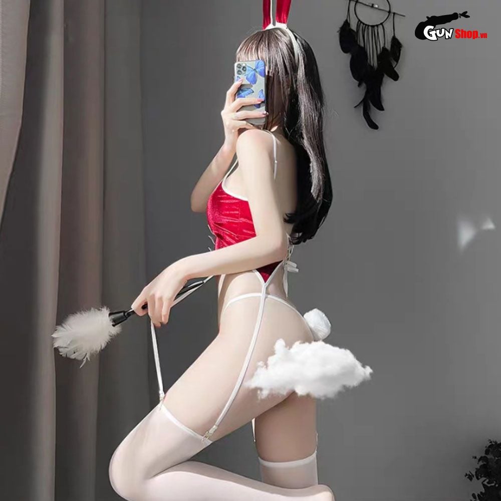 Thời trang sexy cosplay nàng thỏ nhung đỏ NT12