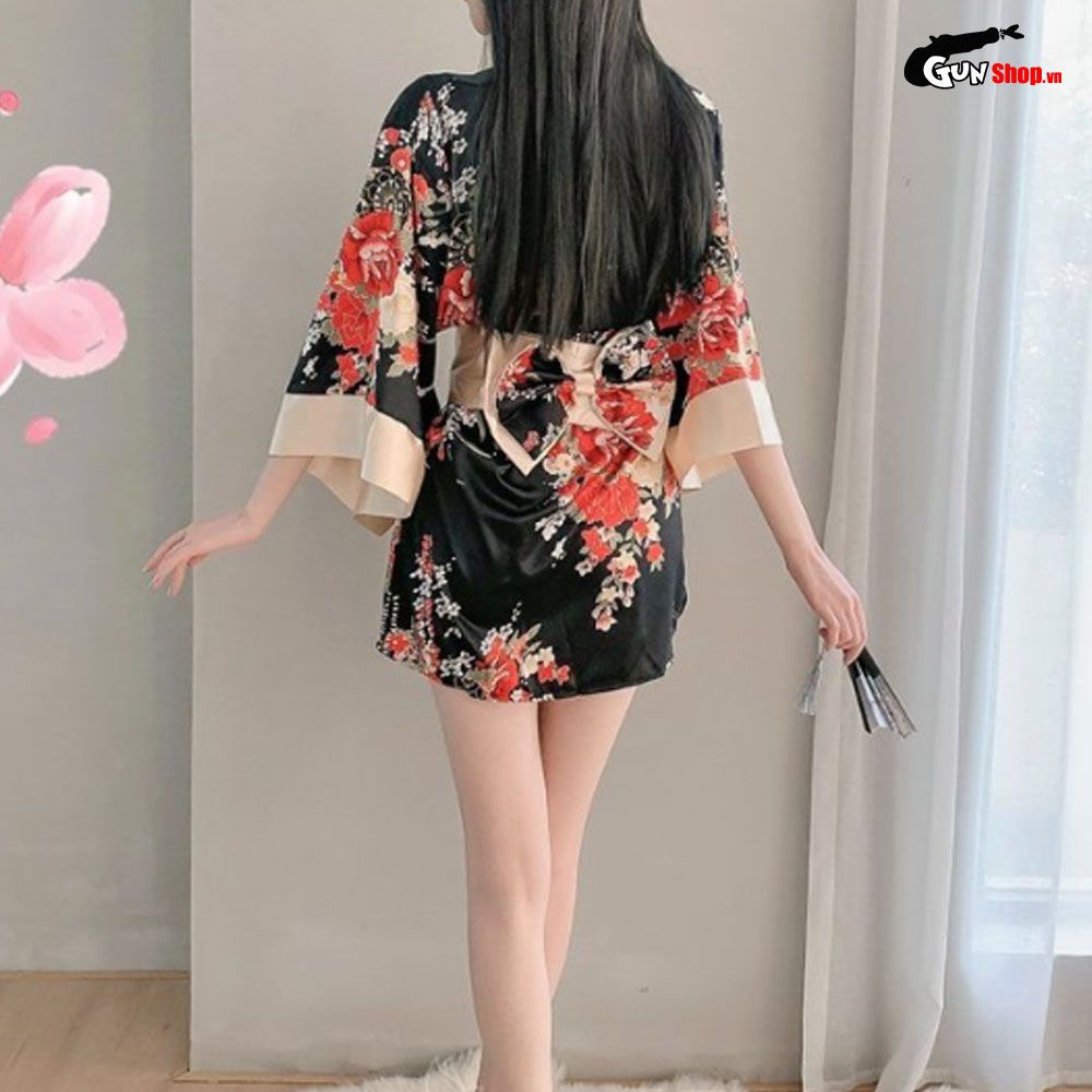 Thời trang sexy cosplay Kimono Nhật Bản cao cấp màu đen KMN04
