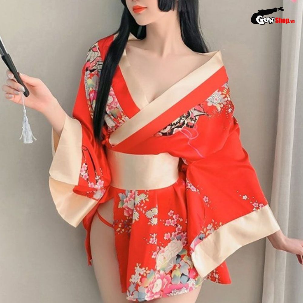 Thời trang sexy cosplay Kimono Nhật Bản cao cấp màu đỏ KMN01