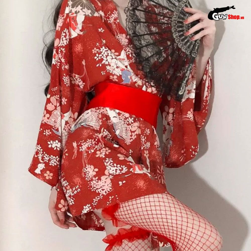 Thời trang sexy cosplay Kimono Nhật Bản màu đỏ KMN07