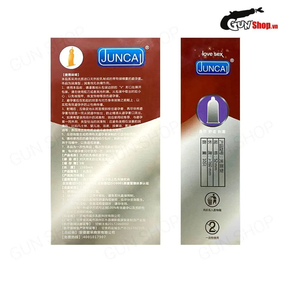 Bao cao su Juncai Feel Ultra Thin - Siêu mỏng, nhiều gel bôi trơn - Hộp 10 cái