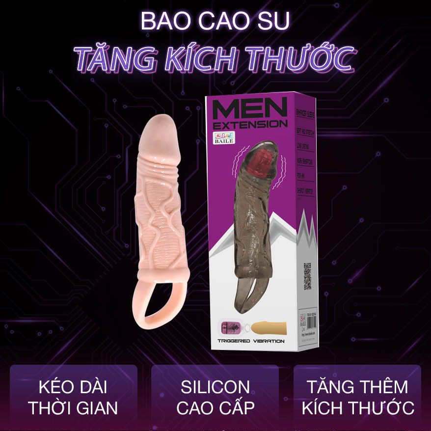 Bao cao su đôn dên rung Baile Men Extension