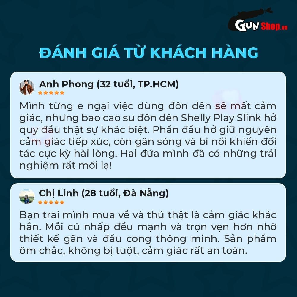 Bao cao su đôn dên Shelly Play Slink hở quy đầu