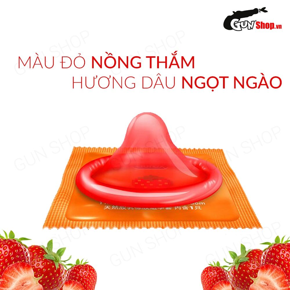 Bao cao su Durex Strawberry - Hương dâu, 56mm - Hộp 12 cái