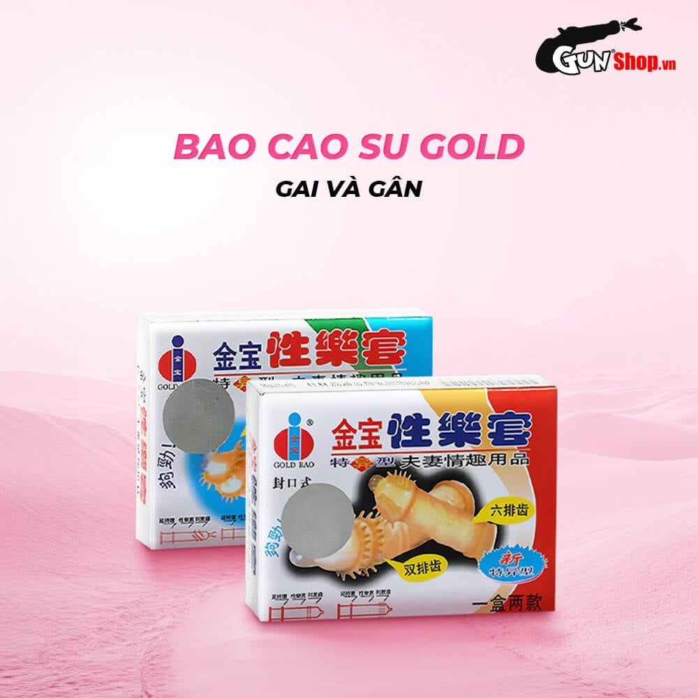 Bao cao su Gold - Gai và gân - Hộp 2 cái (Giao ngẫu nhiên)